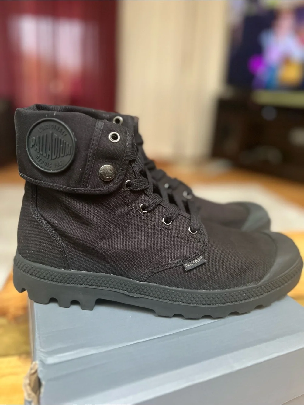 Palladium Black Canvas Fold-Down High-Top Boots